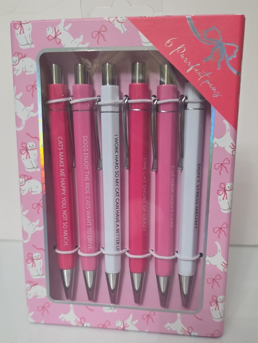 Pink Assorted Ballpoint Pen Set - 6 Pack, New-in-Pack